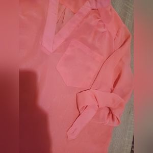 Rue 21 see thru blouse with roll up and button sleeve